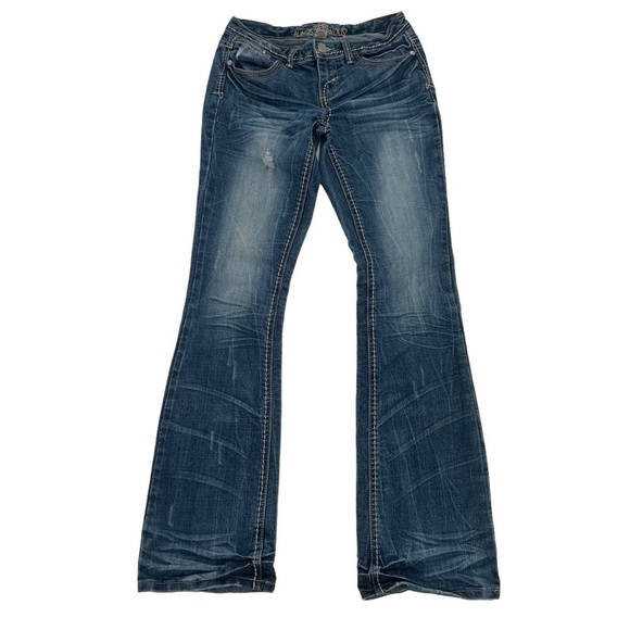 Almost Famous Wide Leg Distressed Jeans Size 3 Junior’s - Picture 1 of 4